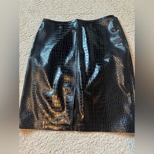 J. Crew Black Croc-Embossed faux leather Pencil Skirt 12